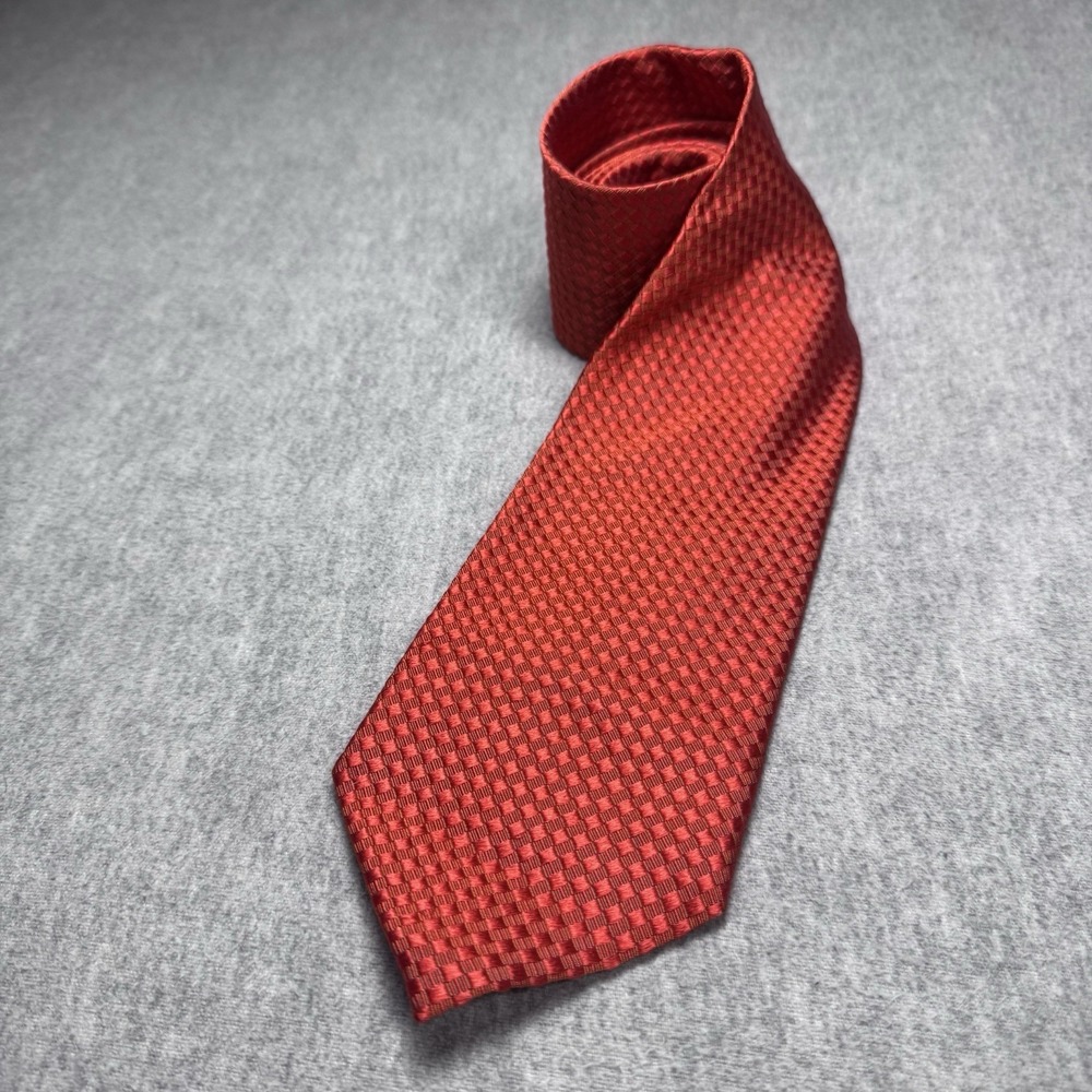 GUCCI Silk Necktie Red Solid Logo Pattern Pre-owned Men's Vintage